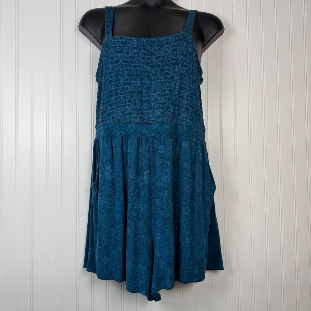 Torrid‎ Smocked Tube Romper Legion Blue Floral Plus Size 1X 14-16 NWT 43625951